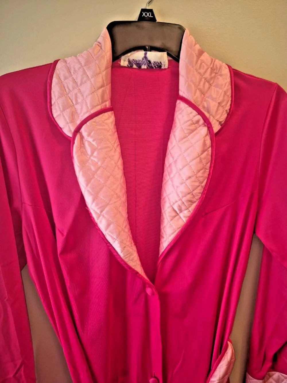 Vintage Vanity Fair Pink Quilted Collar Robe - Size 12 - Made in USA with Pocket